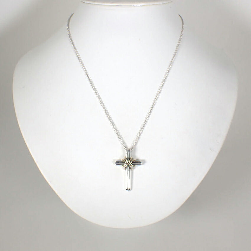 【中古】TIFFANY/ティファニー 925/750 シグネチャー クロス ペンダント/ネックレス/j237-5