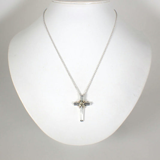 【中古】TIFFANY/ティファニー 925/750 シグネチャー クロス ペンダント/ネックレス/j237-5