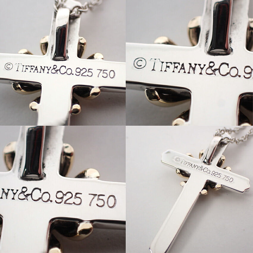 【中古】TIFFANY/ティファニー 925/750 シグネチャー クロス ペンダント/ネックレス/j237-5