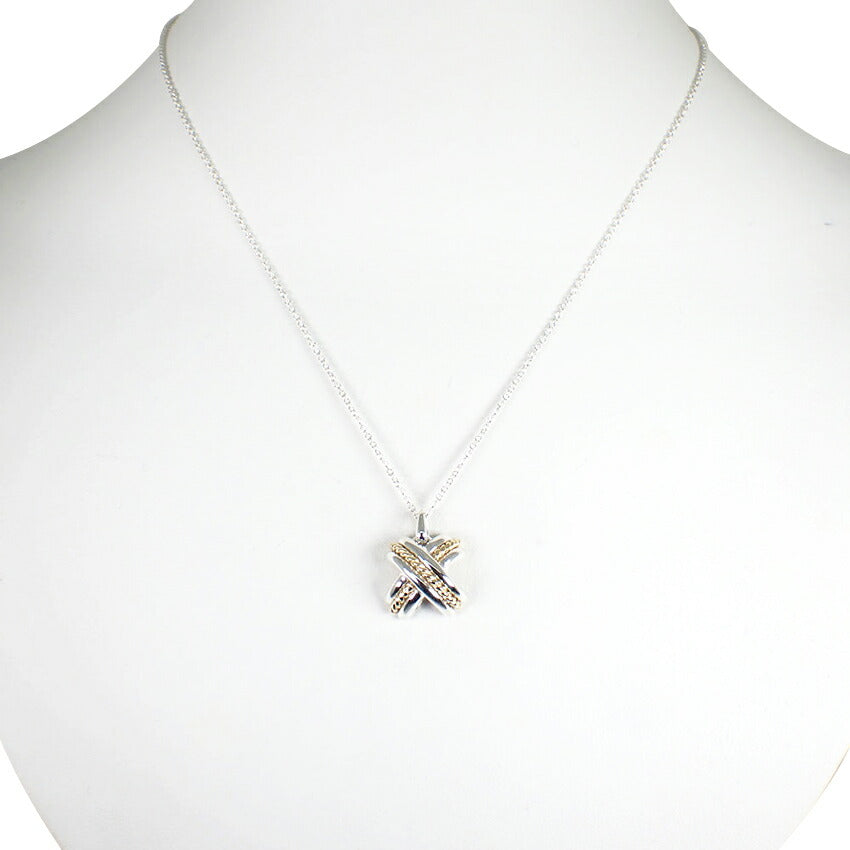 【中古】TIFFANY/ティファニー 925/750 シグネチャー クロス ペンダント/ネックレス/j239-3