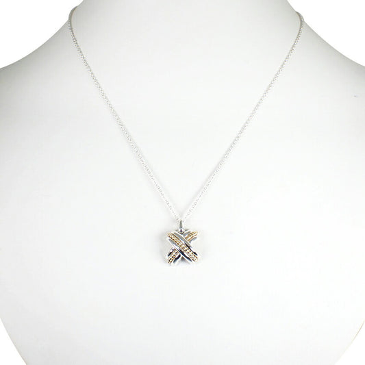 【中古】TIFFANY/ティファニー 925/750 シグネチャー クロス ペンダント/ネックレス/j239-3