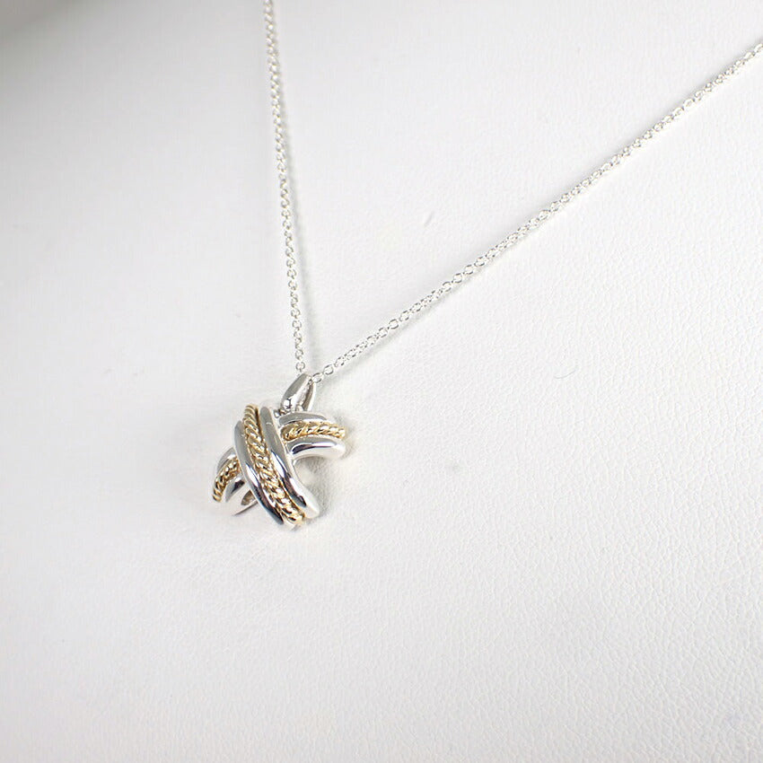 【中古】TIFFANY/ティファニー 925/750 シグネチャー クロス ペンダント/ネックレス/j239-3