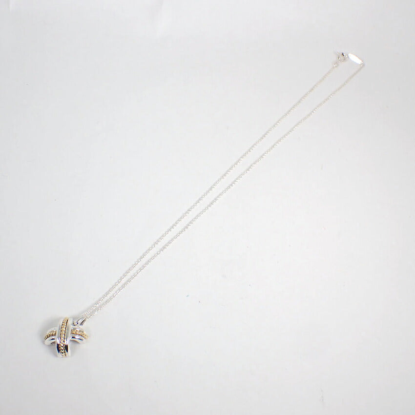 【中古】TIFFANY/ティファニー 925/750 シグネチャー クロス ペンダント/ネックレス/j239-3