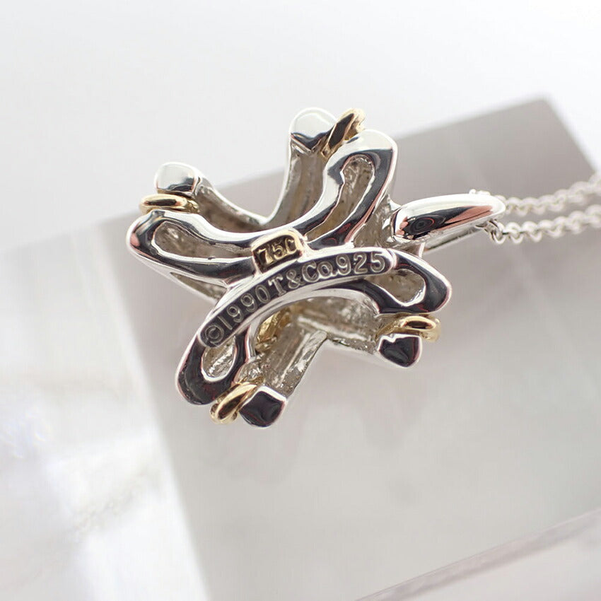 【中古】TIFFANY/ティファニー 925/750 シグネチャー クロス ペンダント/ネックレス/j239-3