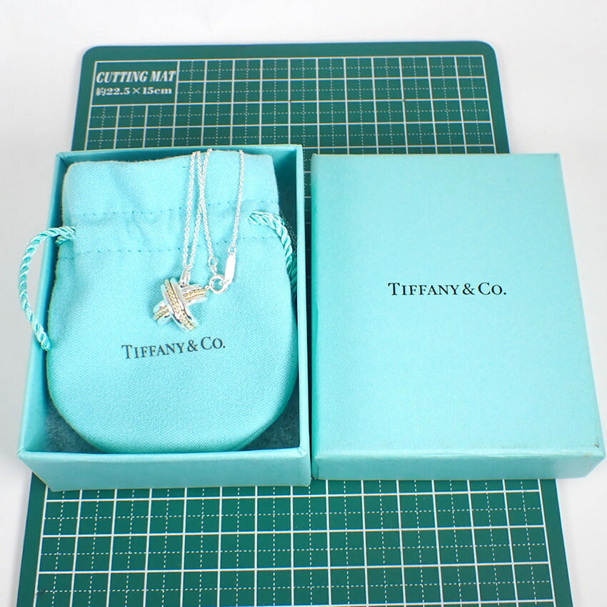 【中古】TIFFANY/ティファニー 925/750 シグネチャー クロス ペンダント/ネックレス/j239-3