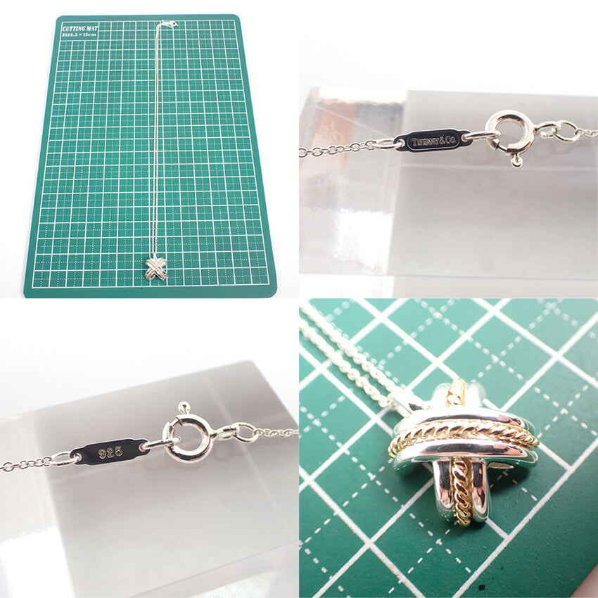 【中古】TIFFANY/ティファニー 925/750 シグネチャー クロス ペンダント/ネックレス/j239-3