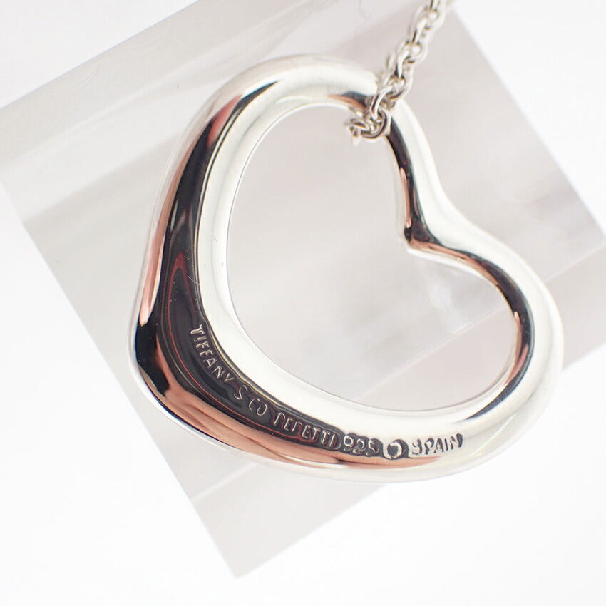 【中古】TIFFANY/ティファニー 925 オープンハート ペンダント/ネックレス 箱付き/j239-8