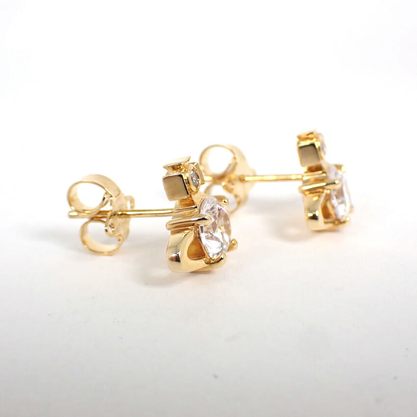 【中古】Vivienne Westwood/ヴィヴィアンウエストウッド オーブ クリスタル ラインストーン ゴールドピアス/j240-10