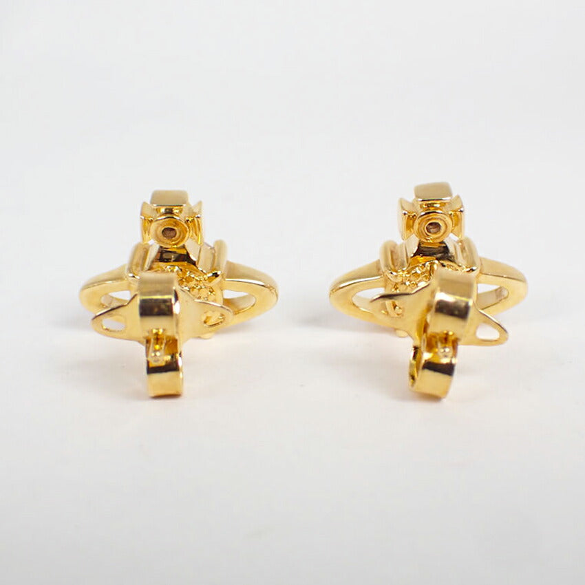 【中古】Vivienne Westwood/ヴィヴィアンウエストウッド オーブ クリスタル ラインストーン ゴールドピアス/j240-10