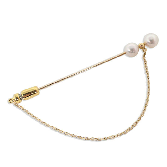 【中古】MIKIMOTO/ミキモト K18 パール/アコヤ真珠 2pc ブローチ/j240-1