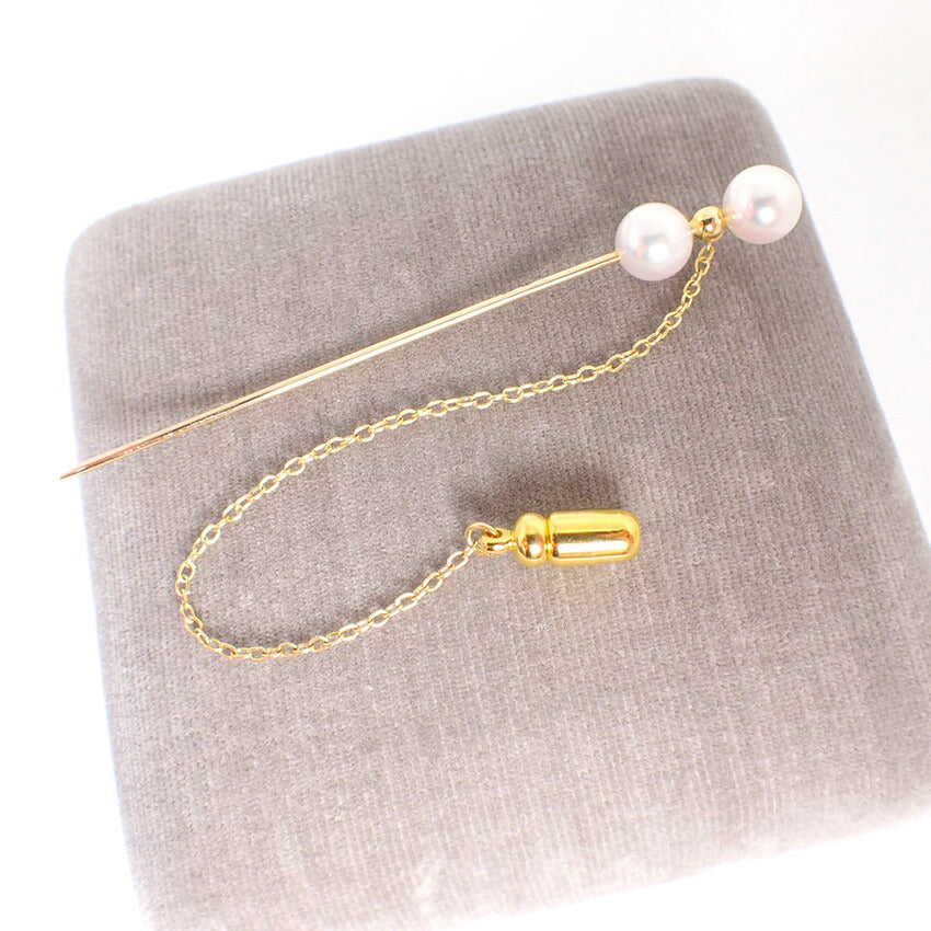 【中古】MIKIMOTO/ミキモト K18 パール/アコヤ真珠 2pc ブローチ/j240-1