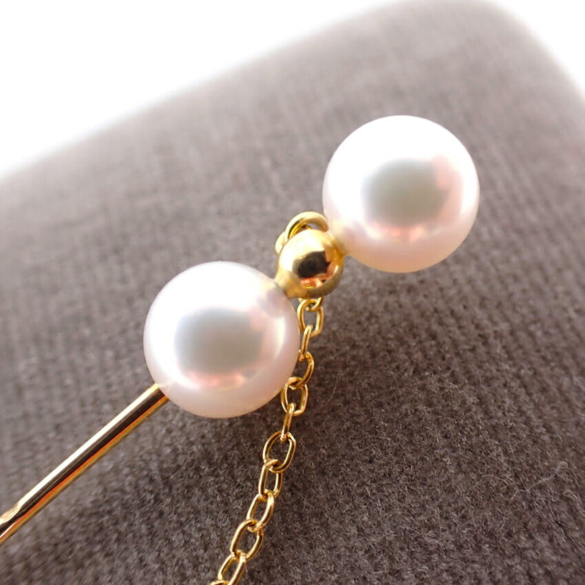 【中古】MIKIMOTO/ミキモト K18 パール/アコヤ真珠 2pc ブローチ/j240-1