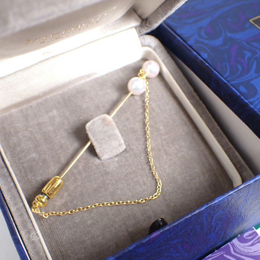 【中古】MIKIMOTO/ミキモト K18 パール/アコヤ真珠 2pc ブローチ/j240-1