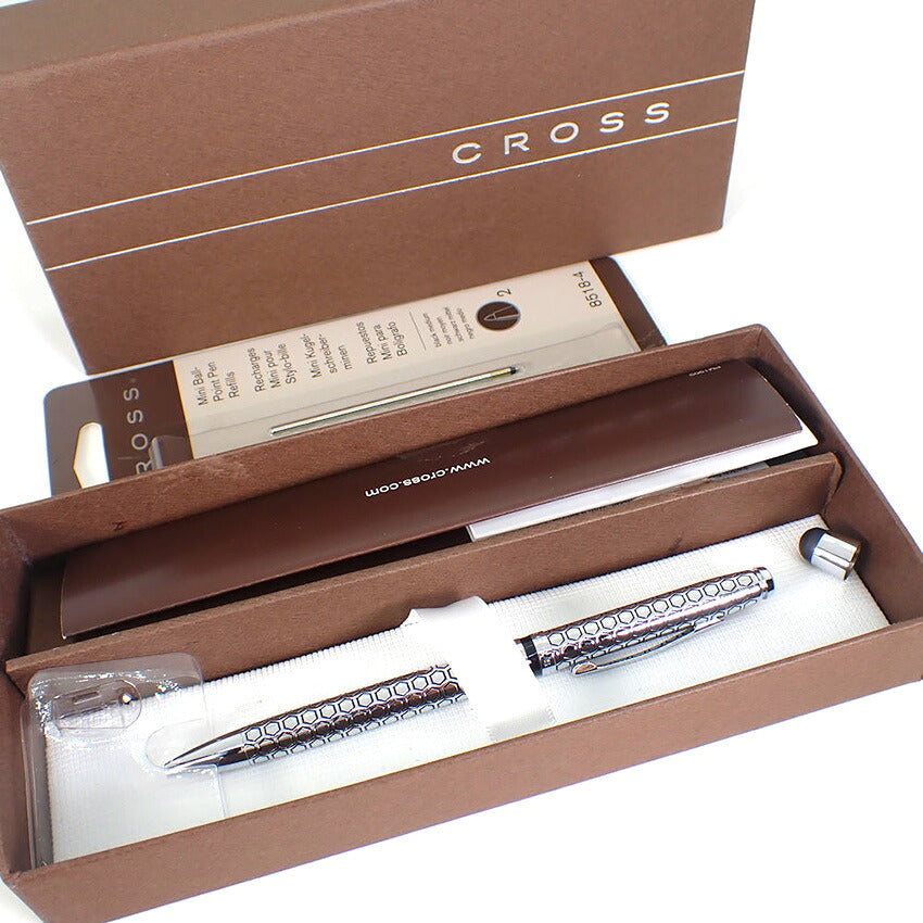 【中古】CROSS/クロス ハニカム柄 ボールペン ツイスト式 ステンレス/箱/冊子/j251-3