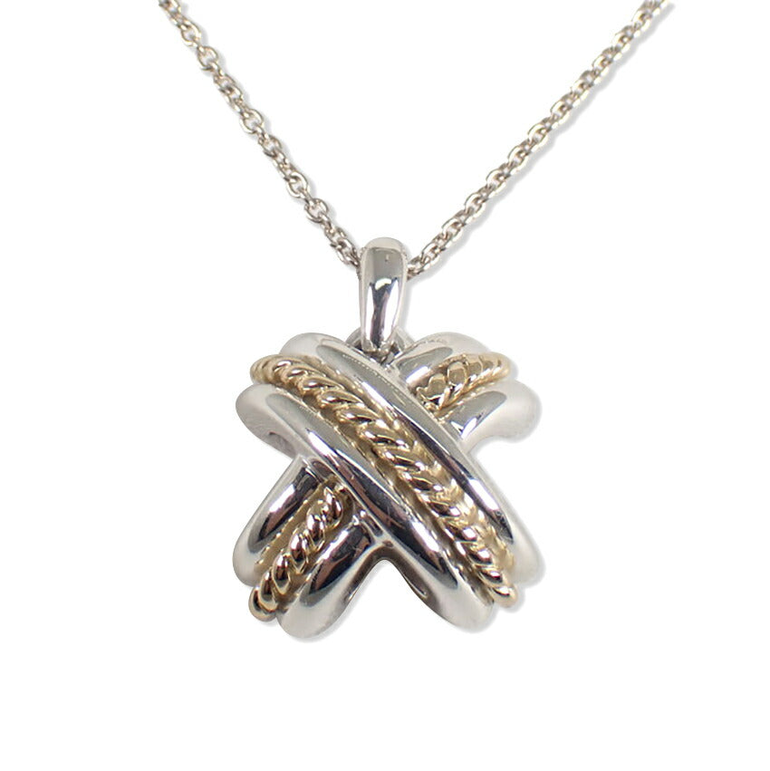 【中古】TIFFANY/ティファニー 925/750 シグネチャー クロス ペンダント/ネックレス/j255-11