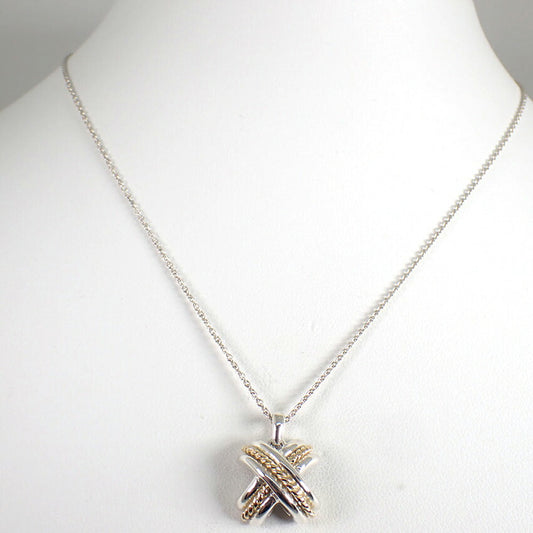 【中古】TIFFANY/ティファニー 925/750 シグネチャー クロス ペンダント/ネックレス/j255-11