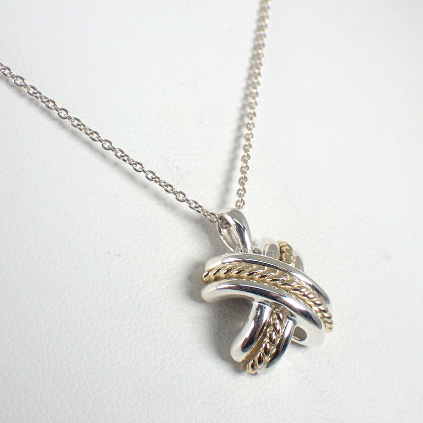 【中古】TIFFANY/ティファニー 925/750 シグネチャー クロス ペンダント/ネックレス/j255-11