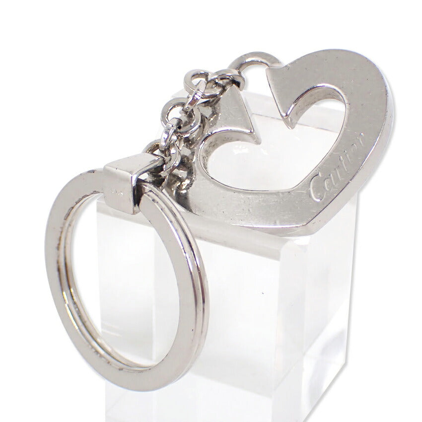 【中古】Cartier/カルティエ Cハート シルバーカラー ロゴ チャーム/キーリング/j256-1