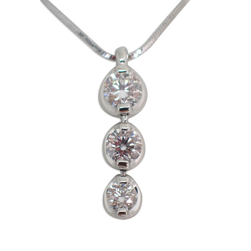 【中古】PT850/900/ダイヤモンド/0.52ct/トリロジー/ペンダント/ネックレス/j261-11