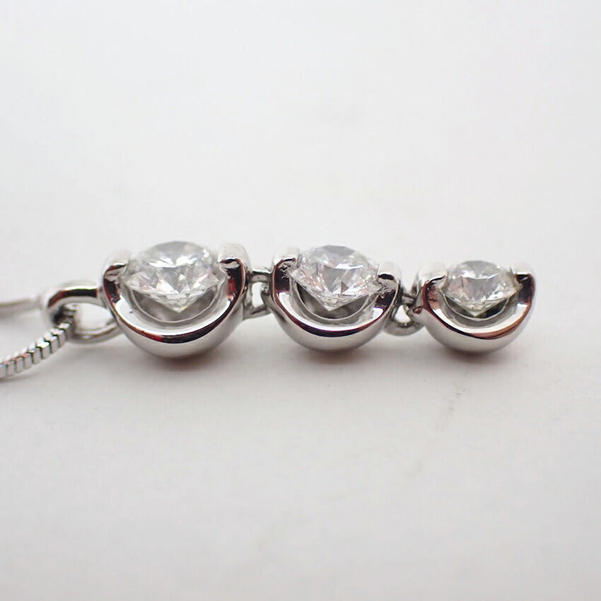 【中古】PT850/900/ダイヤモンド/0.52ct/トリロジー/ペンダント/ネックレス/j261-11
