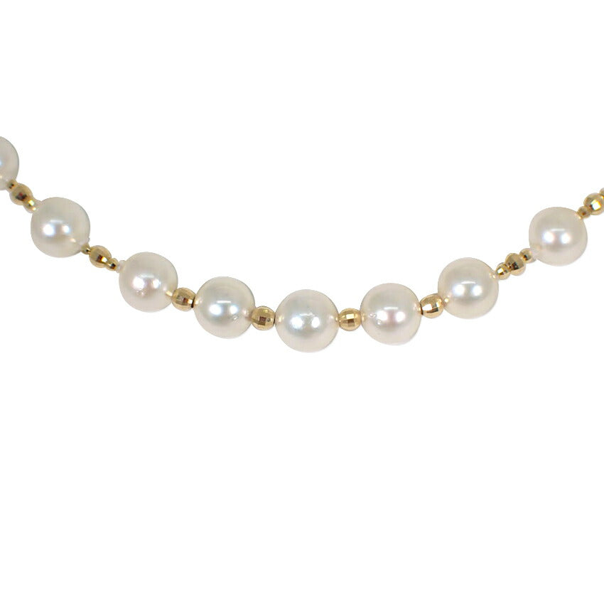 【中古】K18YG/アコヤ真珠/7.0～7.5mm/ステーション/ネックレス/j261-6