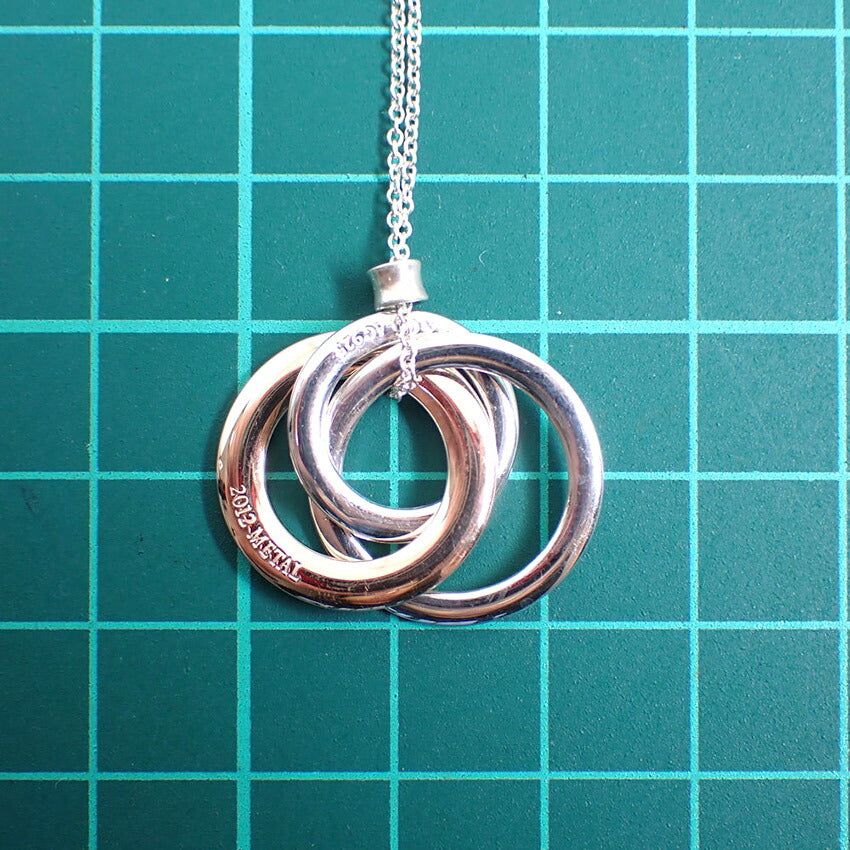 【中古】TIFFANY/ティファニー 925/メタル 1837 トリプル インターロッキング ペンダント/ネックレス/j264-5