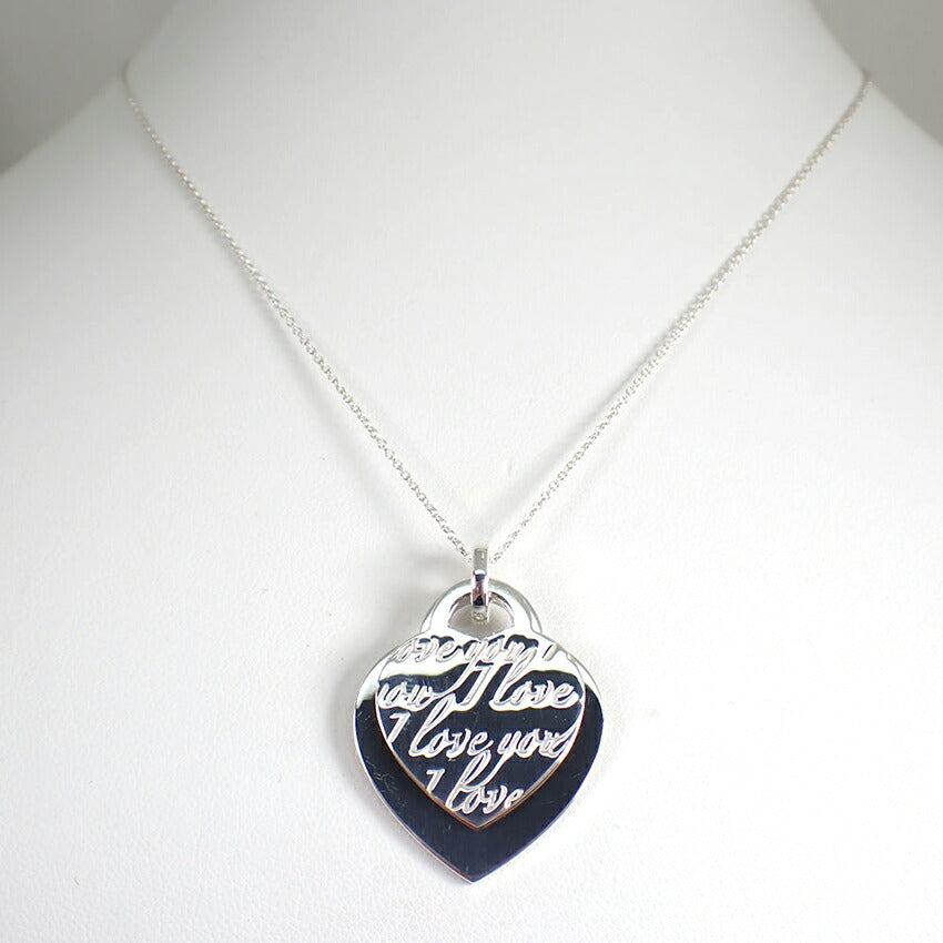【中古】TIFFANY/ティファニー 925 アイラブユー ダブルハートタグ ネックレス/ペンダント/j264-7