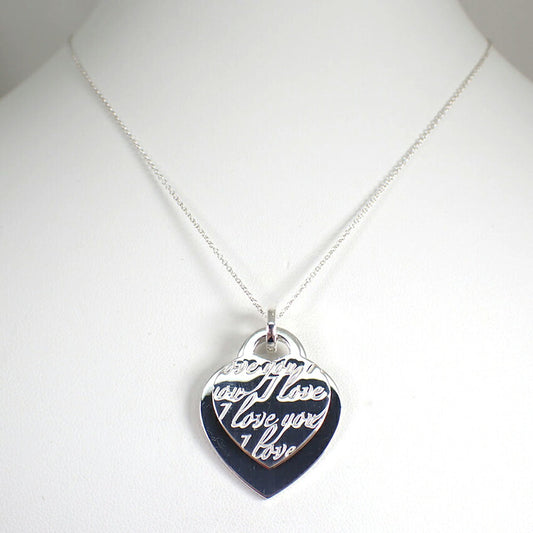【中古】TIFFANY/ティファニー 925 アイラブユー ダブルハートタグ ネックレス/ペンダント/j264-7