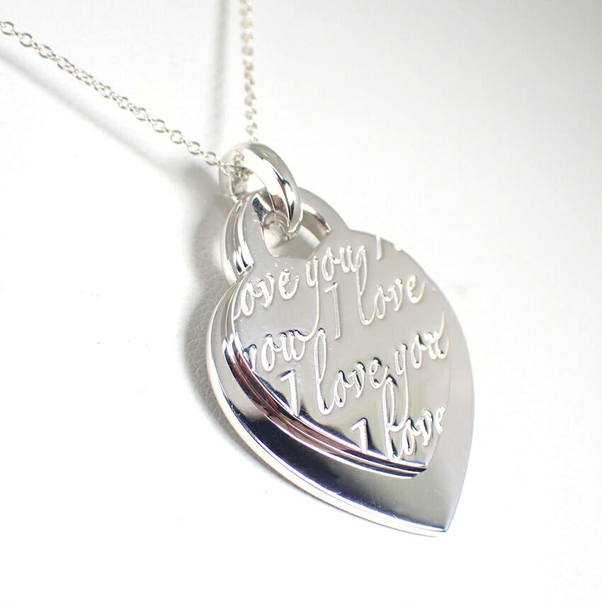 【中古】TIFFANY/ティファニー 925 アイラブユー ダブルハートタグ ネックレス/ペンダント/j264-7