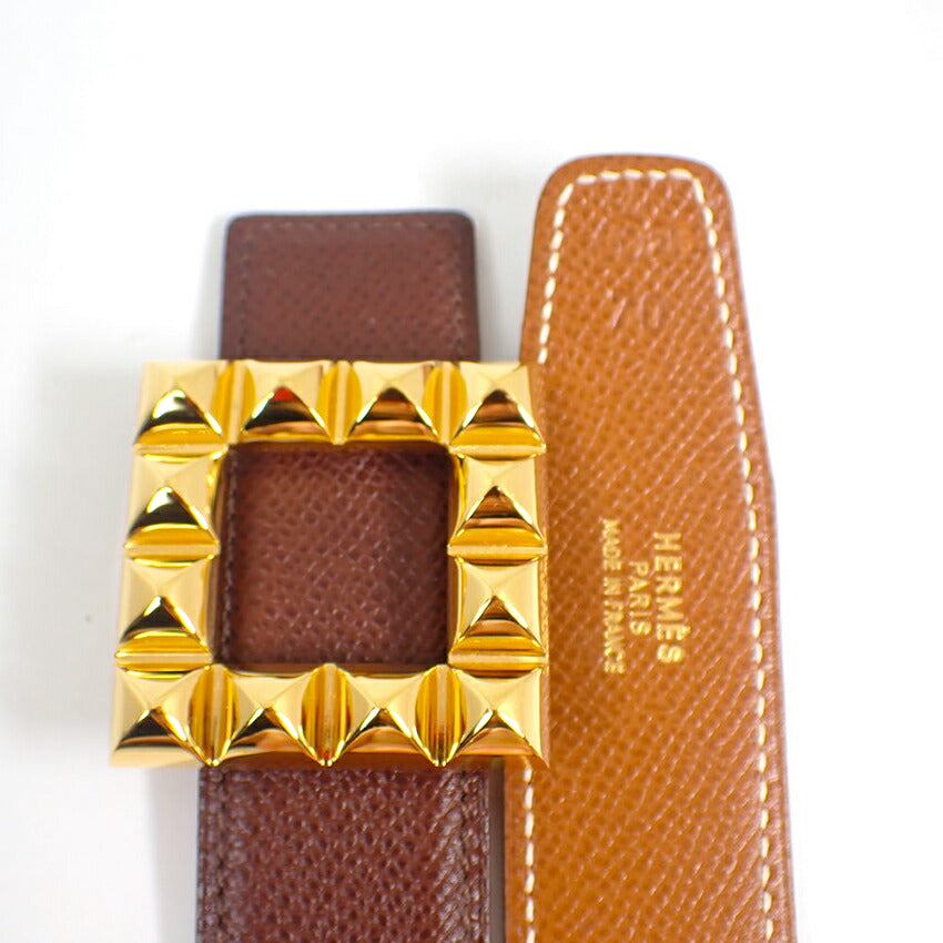 【中古】HERMES/エルメス ベルト 丸Y 金色 /j265-9