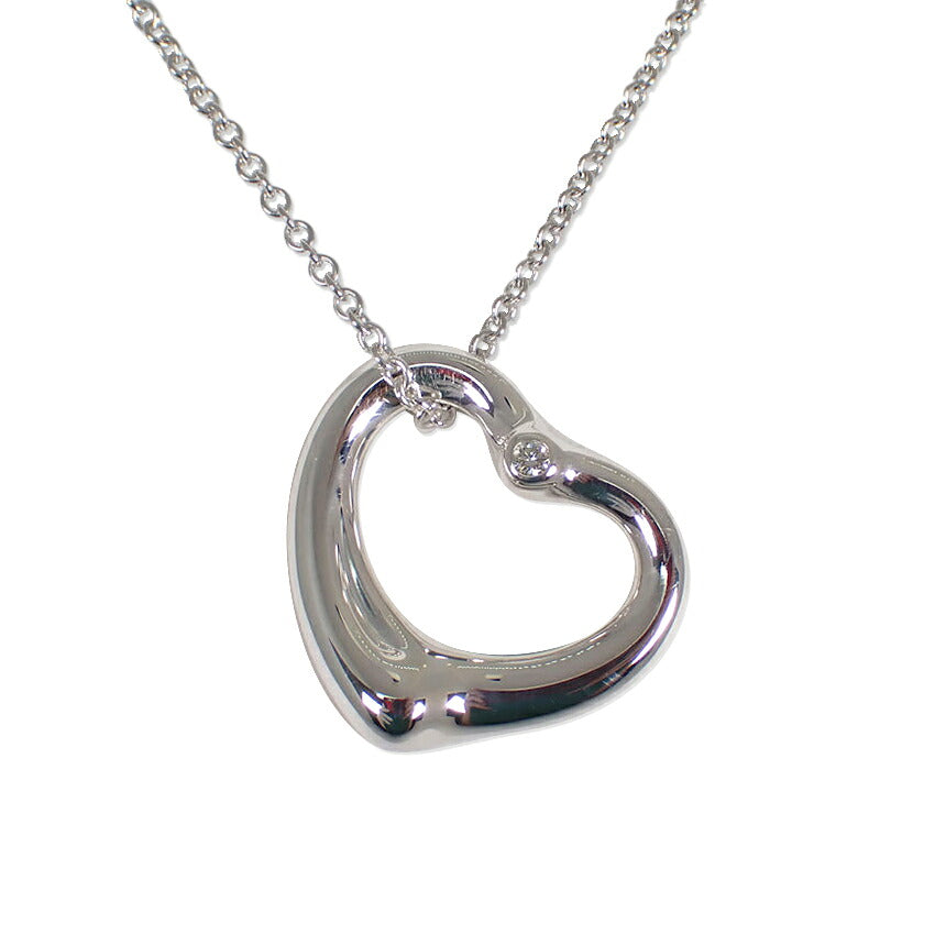 【中古】TIFFANY/ティファニー 925 ダイヤ/1pc オープンハート ペンダント/ネックレス/j268-9