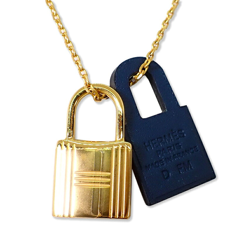【中古】HERMES/エルメス オーケリー D刻印 ゴールド×ネイビー ネックレス/j269-9