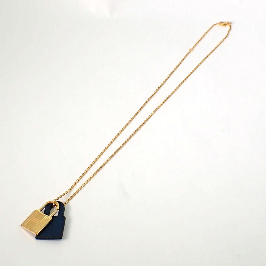 【中古】HERMES/エルメス オーケリー D刻印 ゴールド×ネイビー ネックレス/j269-9