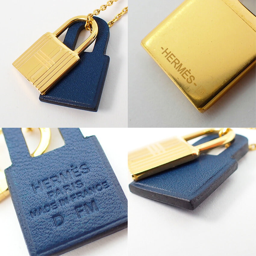 【中古】HERMES/エルメス オーケリー D刻印 ゴールド×ネイビー ネックレス/j269-9