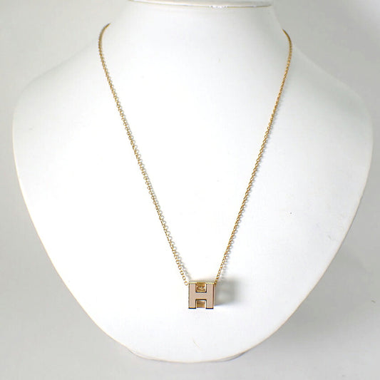 【中古】HERMES/エルメス Hキューブ ゴールド×グレージュ  ネックレス/j271-5