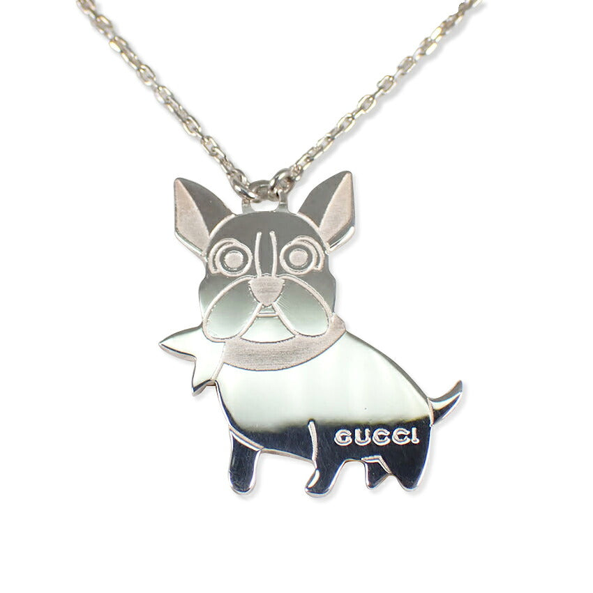 【中古】GUCCI/グッチ SV925 グッチョリ フレンチブルドッグ ペンダント/ネックレス/j277-10