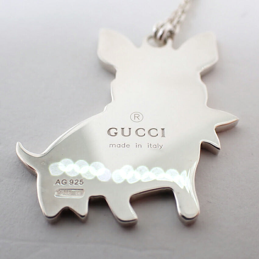 【中古】GUCCI/グッチ SV925 グッチョリ フレンチブルドッグ ペンダント/ネックレス/j277-10