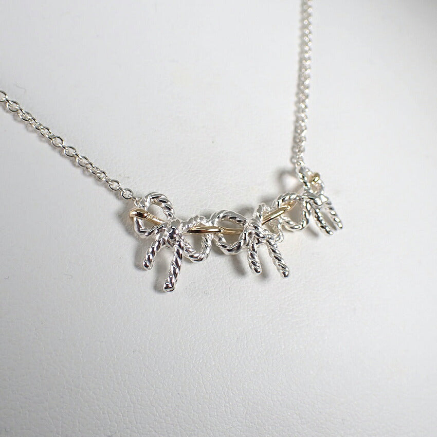 【中古】TIFFANY/ティファニー 925/750 トリプルリボン  ネックレス/j277-1