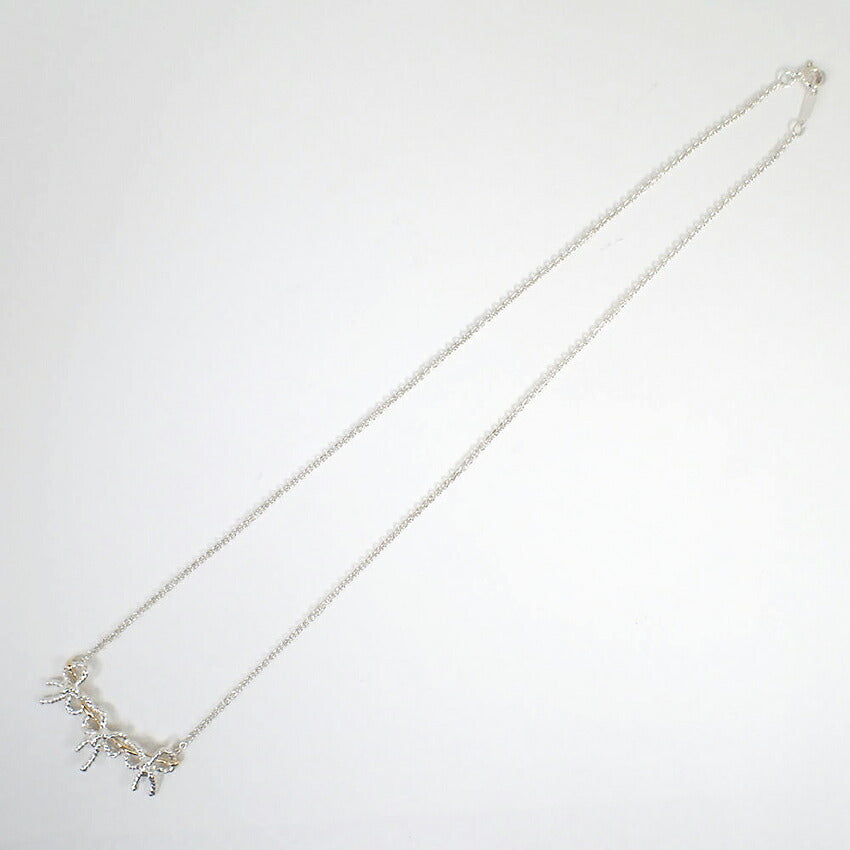 【中古】TIFFANY/ティファニー 925/750 トリプルリボン  ネックレス/j277-1