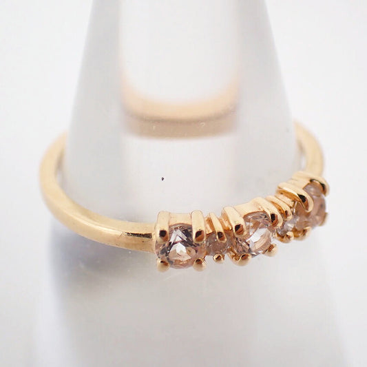 【中古】agete/アガット K10YG トパーズ ダイヤ/0.02ct リング /3号/j281-1