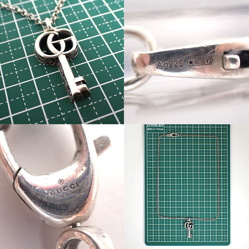【中古】GUCCI/グッチ 925 ダブルGキー アラベスク ペンダント/ネックレス/j281-2
