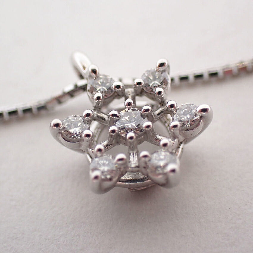 【中古】TASAKI/タサキ K14WG ダイヤ/0.09ct ペンダント/ネックレス/j281-3
