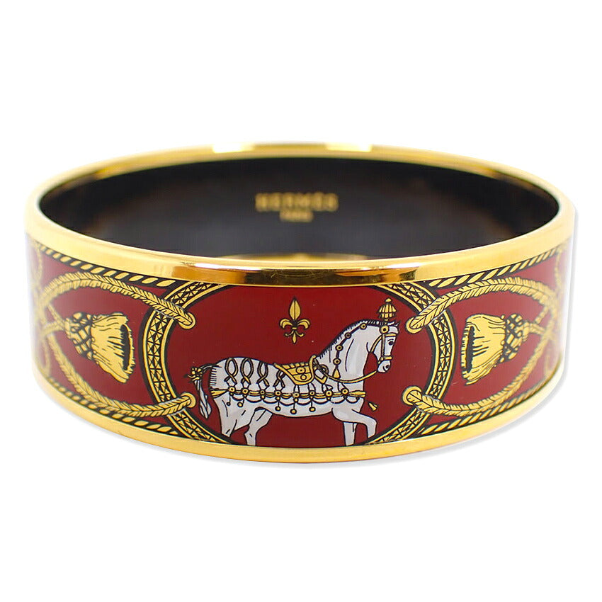 【中古】HERMES/エルメス エマイユ GM ホース バングル/j283-4