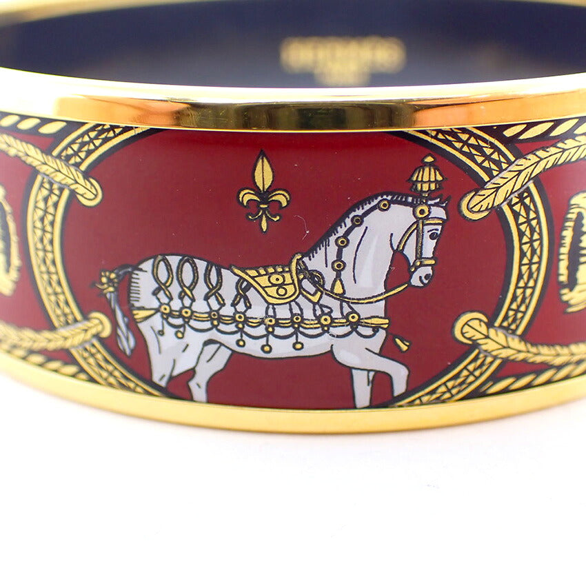【中古】HERMES/エルメス エマイユ GM ホース バングル/j283-4