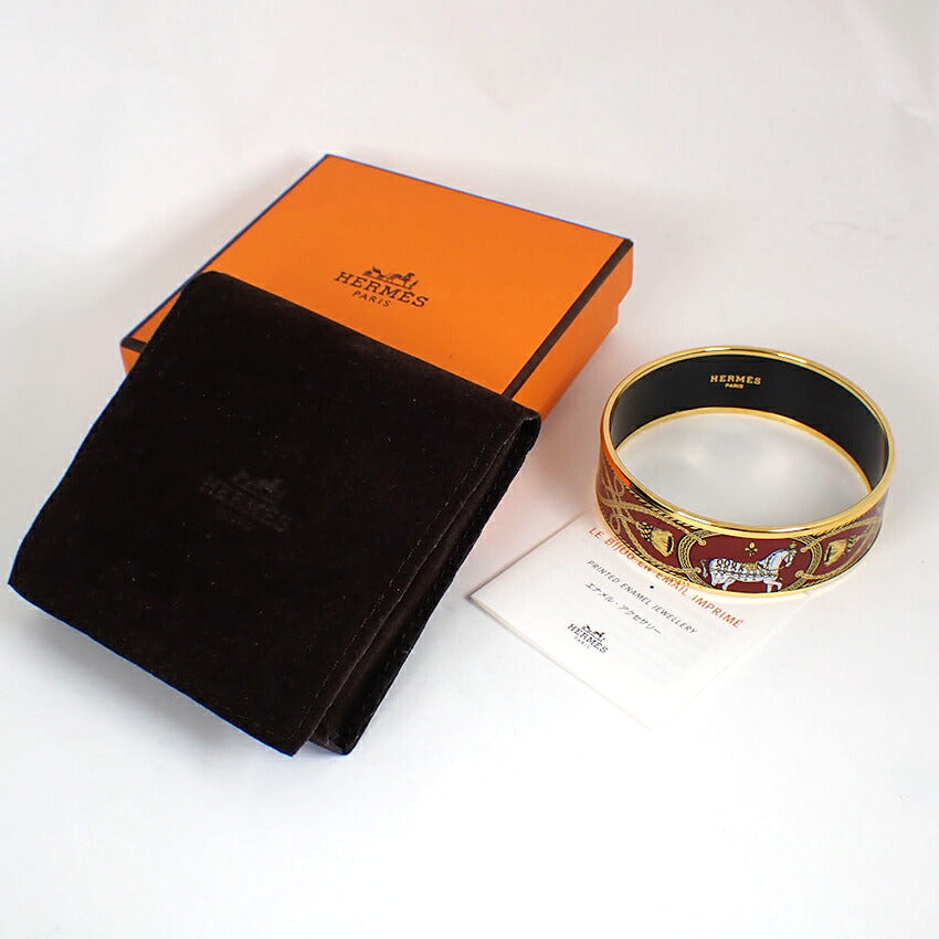 【中古】HERMES/エルメス エマイユ GM ホース バングル/j283-4