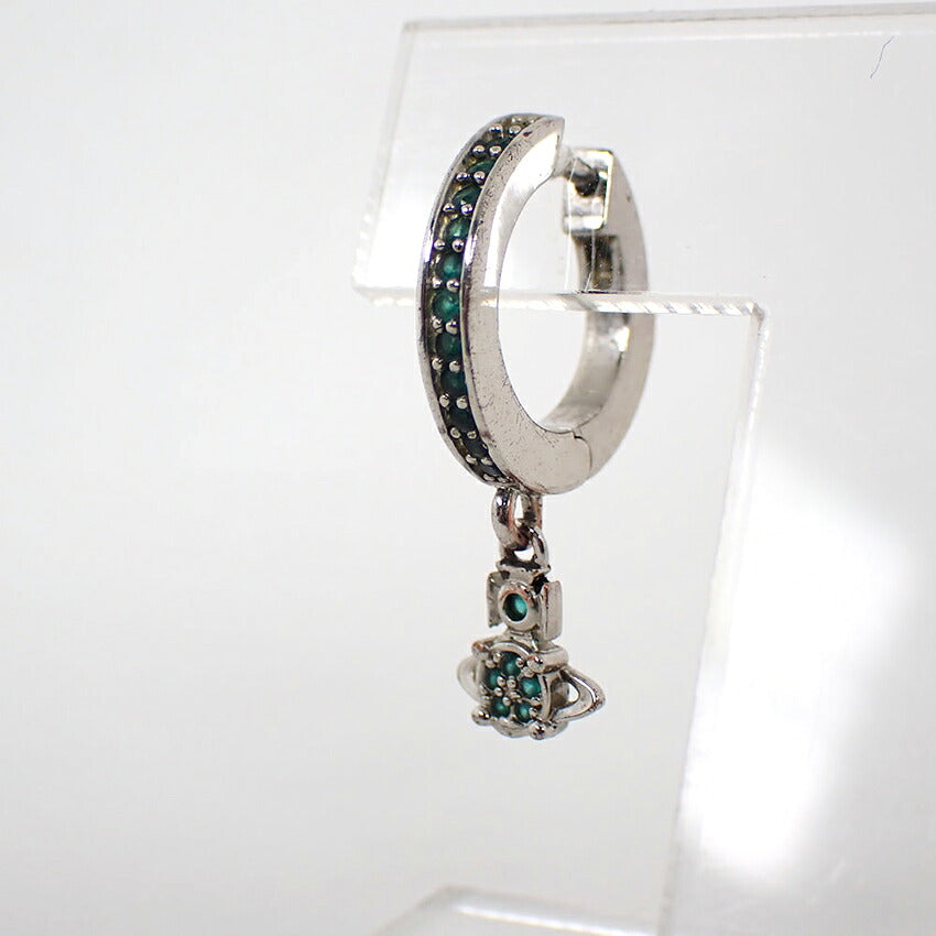 【中古】Vivienne Westwood/ヴィヴィアンウエストウッド オーブ グリーンラインストーン ピアス片方/j283-8