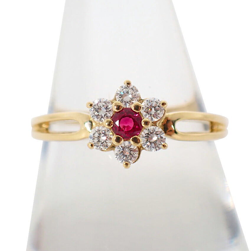 【中古】MIKIMOTO/ミキモト K18 ルビー/ダイヤ リング /15号/j285-5