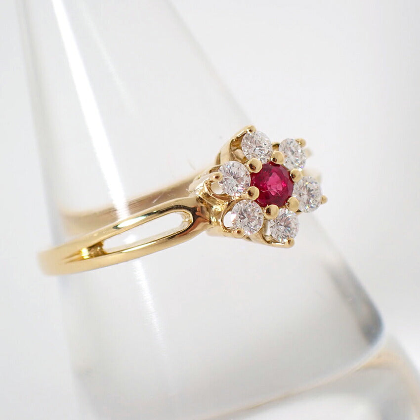【中古】MIKIMOTO/ミキモト K18 ルビー/ダイヤ リング /15号/j285-5