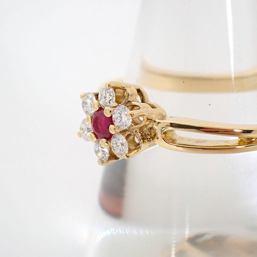 【中古】MIKIMOTO/ミキモト K18 ルビー/ダイヤ リング /15号/j285-5