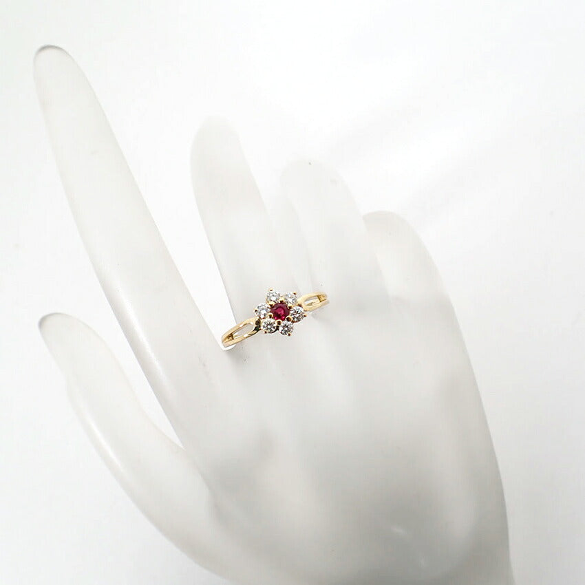 【中古】MIKIMOTO/ミキモト K18 ルビー/ダイヤ リング /15号/j285-5